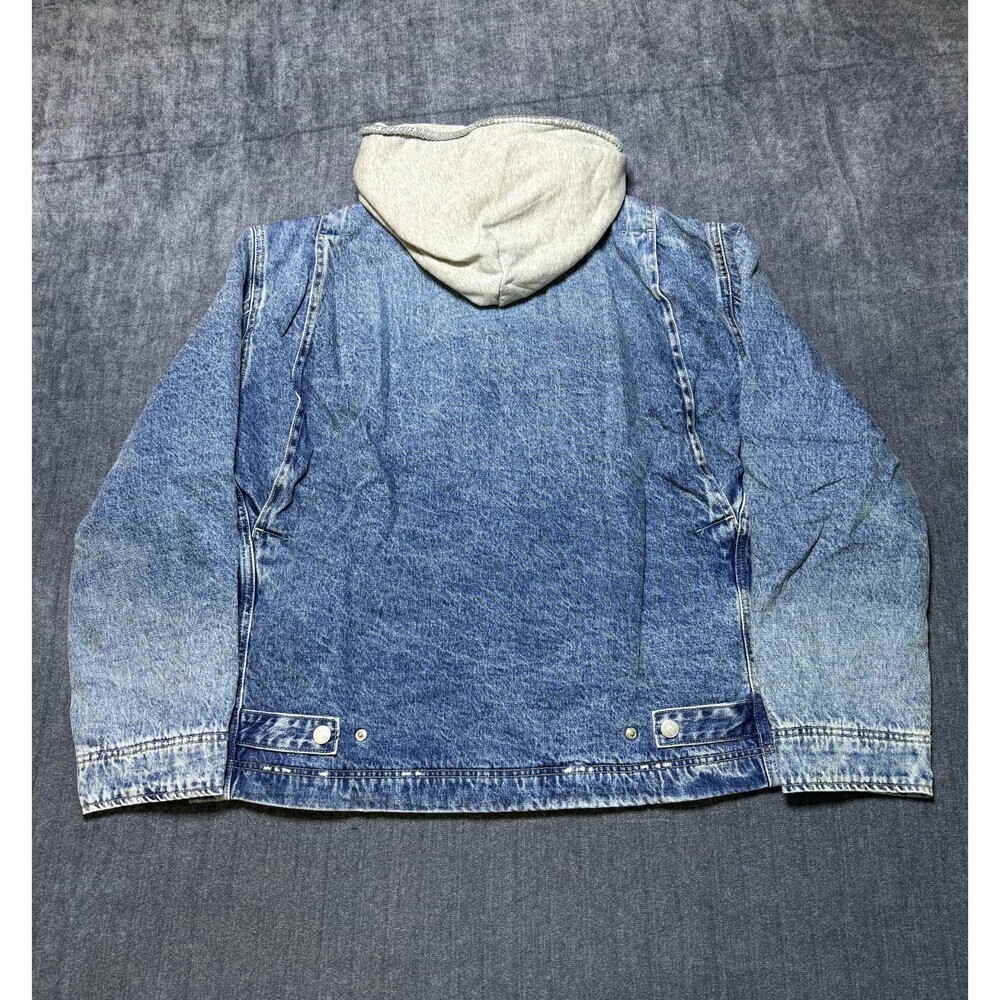 Gap X MadHappy Denim Jacket Men's Medium Blue Full-Zip Hooded Long Sleeve Collar - Picture 9 of 12
